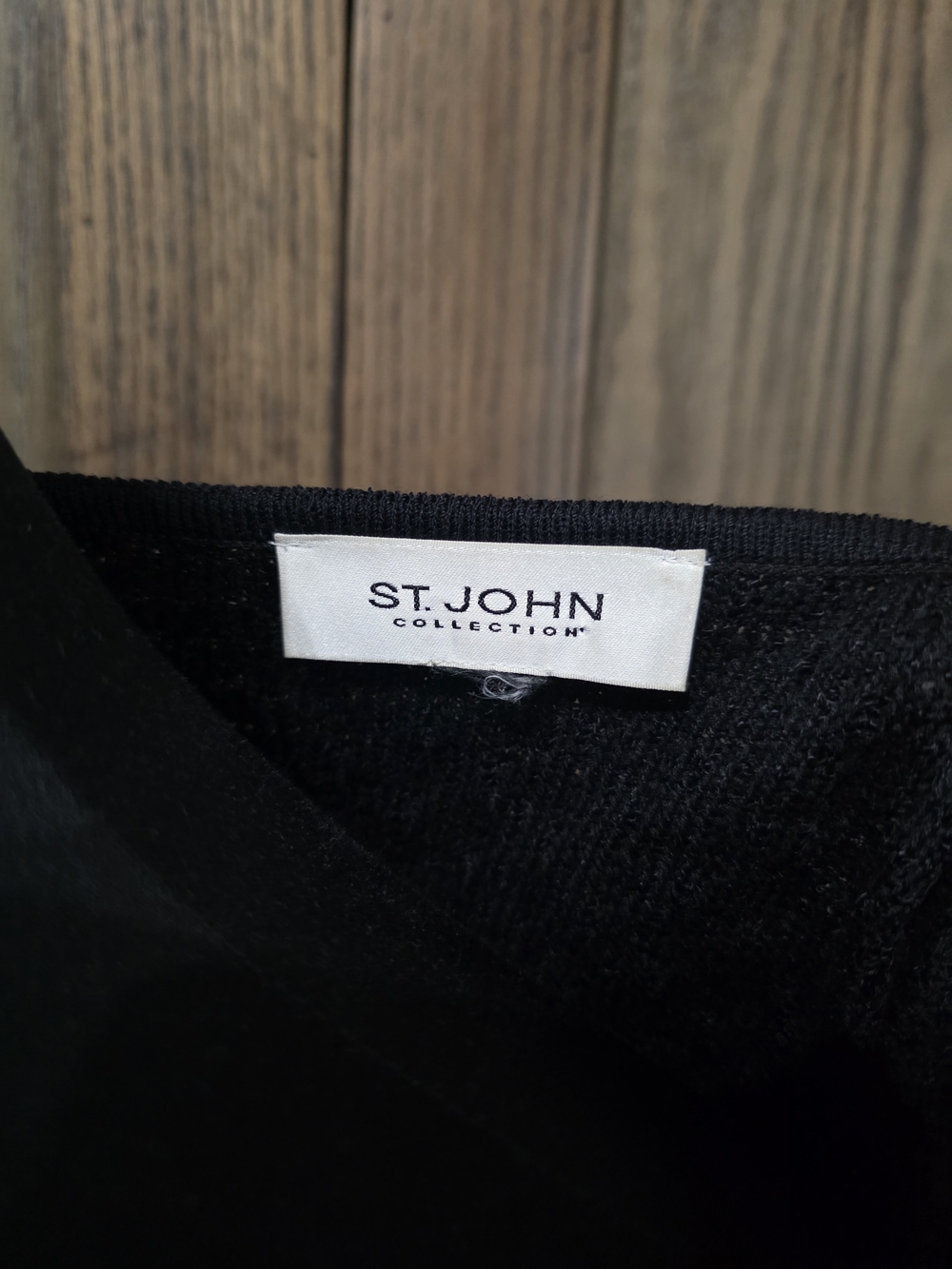 St. John Black Open-Front Draped Knit Cardigan - Picture 5 of 6
